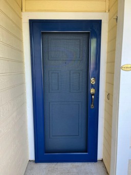 Durable Blue Security Door Installed