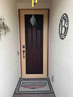 Western tan Centurion security screen door with open visibility and reinforced mesh