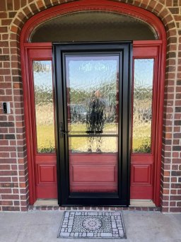 Glass Storm Doors in Black Installed