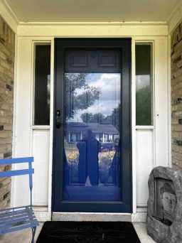 Custom Blue Storm Door With Glass
