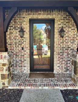 Front view of Rustic Bronze Security Doors providing