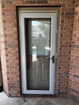 Gray Custom Storm Door Installed