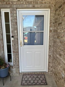 Glass Storm Doors in Snowmist Finish