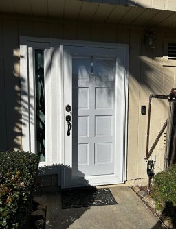 White finish storm door as featured