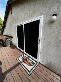 Front view of White Sliding providing security