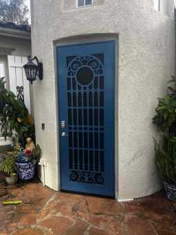 Blue Titan Security Door With Decorative Design