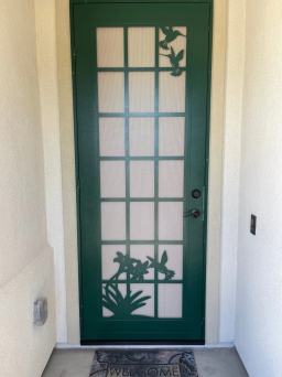 Decorative Titan Security Screen Door in Green