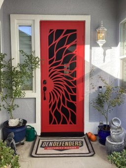Red Security Door With Style