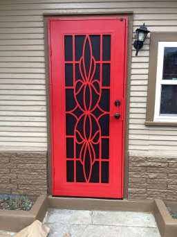 Bold Red Titan Security Door With Design